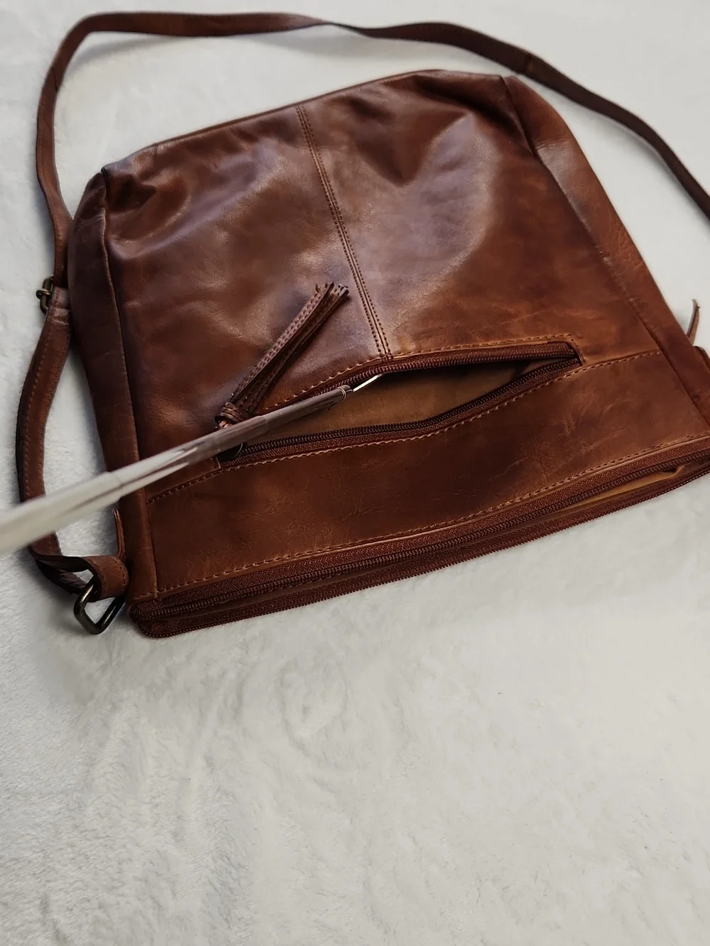 Estalon Brown Leather Crossbody Bag